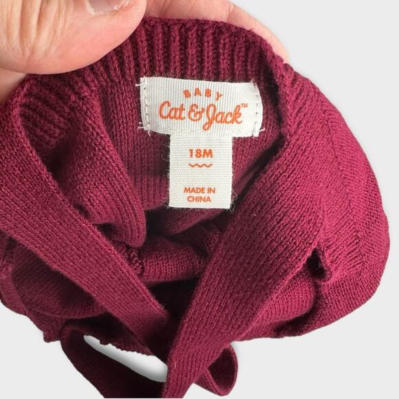 Cat & Jack Maroon Knit Romper Jumper | 18 mo - Picture 3 of 4